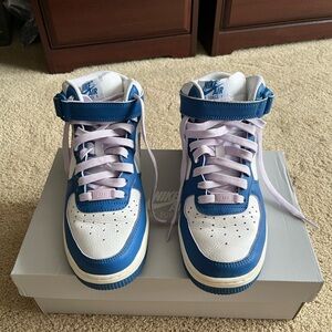 Nike Air Blue and White High-Top Sneakers